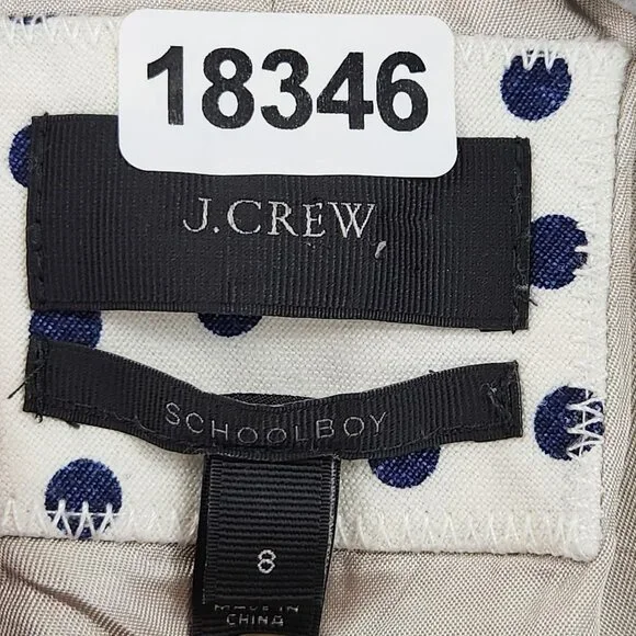 J Crew Jacket Womens 8 White Navy Blue Polka Dot Linen Schoolboy Blazer Career - Picture 9 of 15